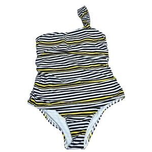 Ann Taylor Loft One Shoulder Striped One Piece Swimsuit Nwt Size 4